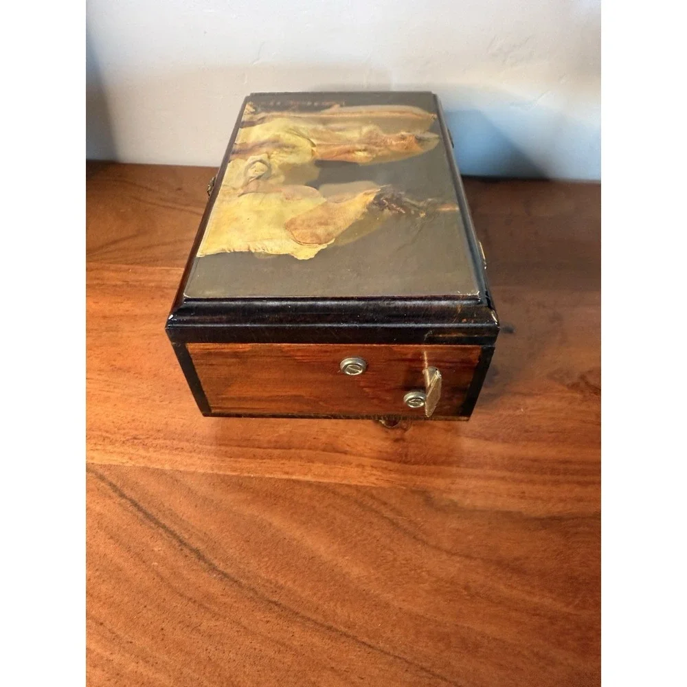 Antique Handmade Jewlery Music Box made by Doris, local artist 8x5x3.75